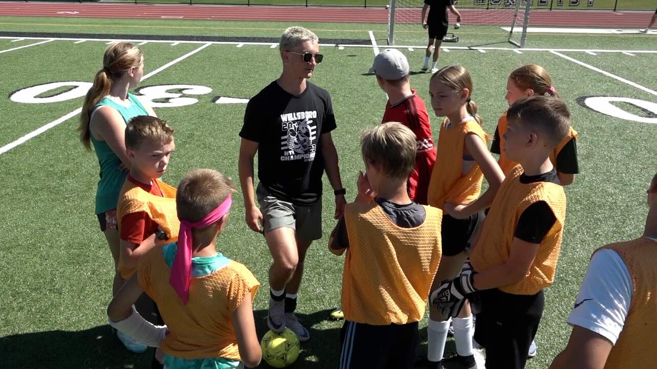 High School Seniors Coach At Soccer Camp